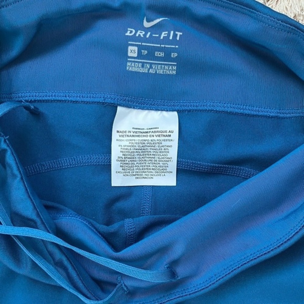 Nike Dri-FIT Women Blue Running Leggings Mesh Panels‎ Zip Pocket XS - Picture 2 of 6